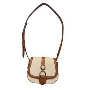 Lauren Ralph Lauren Barrington Saddle Bag Canvas & Leather Crossbody